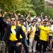 First year medical student Juan Andino (left)  and others participate in the Gangnam style flash mob on Friday. Daniel Brenner I AnnArbor.com
